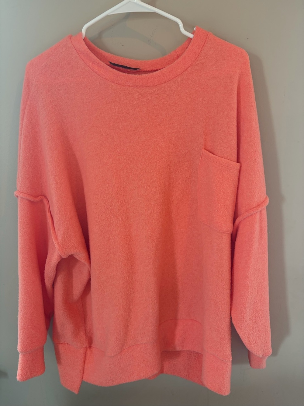 Zenana Coral Oversized Pocket Pullover Sweater L/XL Cozy Soft